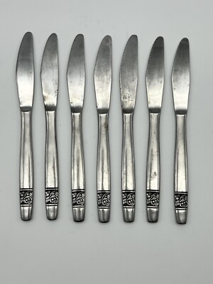 Set of 7 Rostfritt Stal Sweden Stainless Dinner Knives MCM