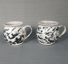 Pair Of Black & White Round Handmade Pottery ...