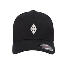 Ethereum Crypto Logo Embroidered Flexfit Hat Flat and Curved