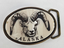 Vintage BTS Solid Brass Alaska Ram Belt Buckle 1981 Made in USA