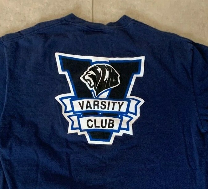 Men's XL Navy Varsity Club Lion Head Logo T-Shirt by Hanes Beefy-T-image