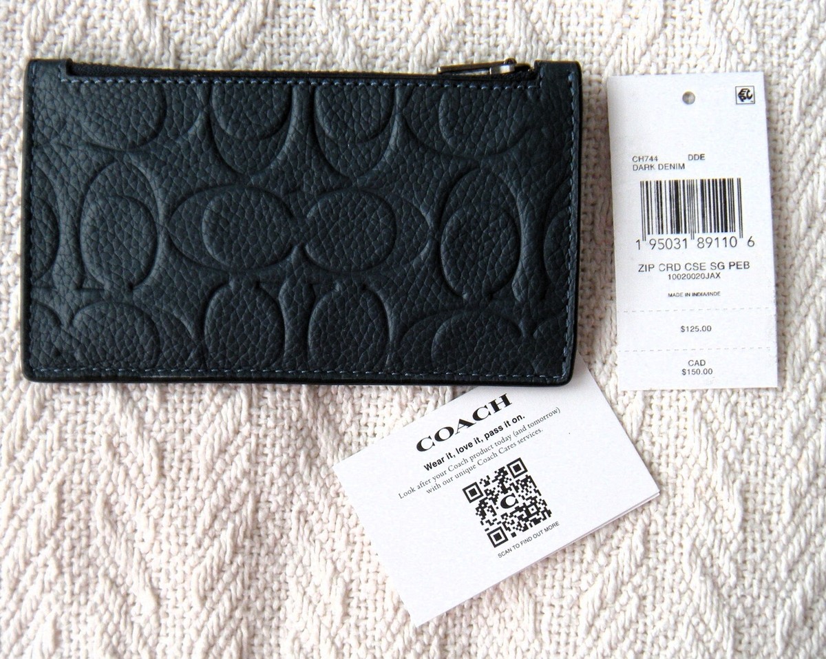Coach - Signature Zip Card Case - Dark Denim - Pebble Coach - Signature Zip Card Case - Dark Denim - Pebble