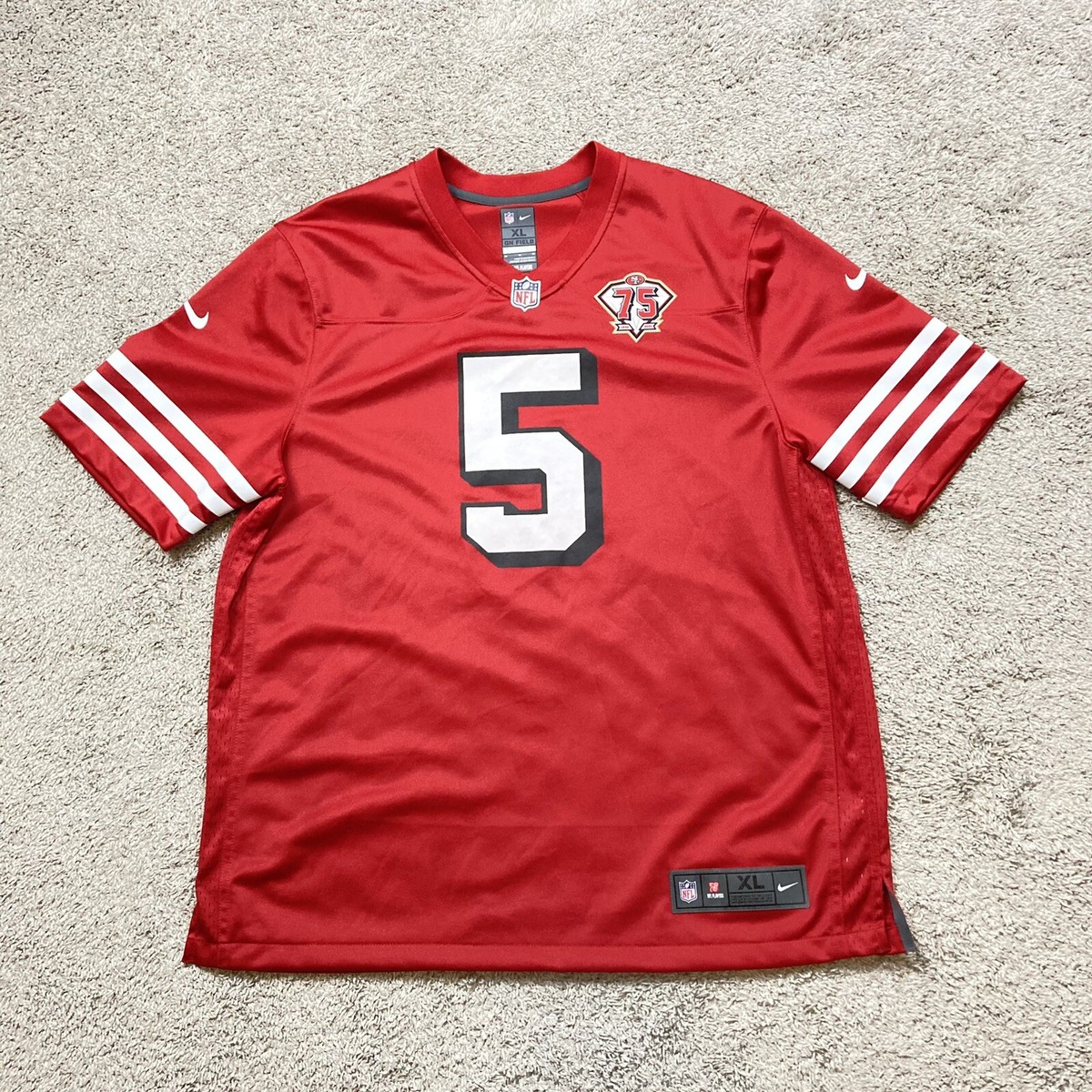 Nike Trey Lance Scarlet San Francisco 49ers 75th Anniversary Xl