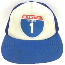 Vtg Interstate Racing Hat Patch Logo Foam Mesh Snap Back Cap Trucker Baseball