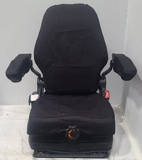 Forklift & Tractor Suspension Seat with Adjustable Armrest Made in Black Endura.