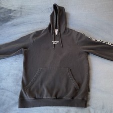 Reebok Long Sleeve Black Pullover Hooded Drawstring Logo Sweatshirt Large