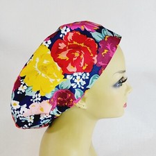 European Women Scrub Hat, Surgical Cap, Floral Nurses Hat, Medical, USA Made