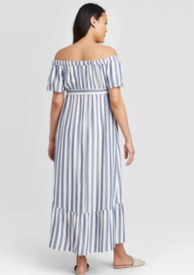 blue and white maternity dress Blue & Grey Geometric printed Cotton Maternity Dress – nate life main image 0