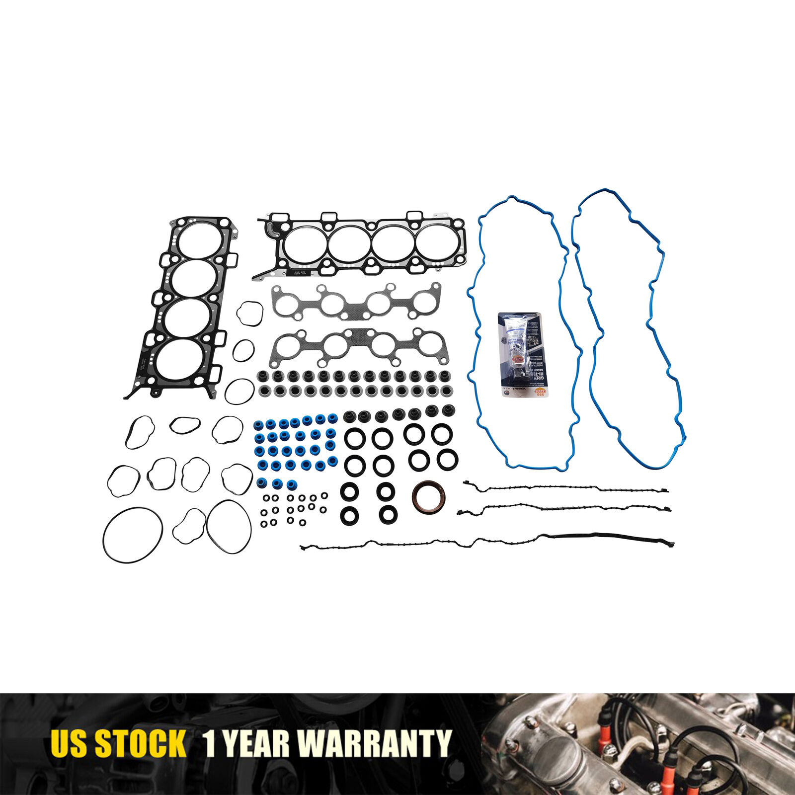 Partsflow Full Gasket Set 11mm Bolts for Ford F-150 V8 2013-2014 for Ford F-150 V8 Flex 2011-2014 for Ford Mustang V8 2011-2014 4951CC 302CID (32 Valv - 5