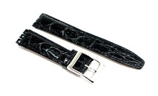 Cinturino orologio in pelle stampa coccodrillo nero compatibile swatch 17mm