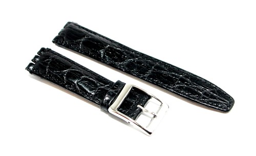 Cinturino orologio in pelle stampa coccodrillo nero compatibile swatch 18mm  | eBay