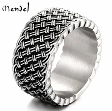 MENDEL Mens Stainless Steel Celtic Knot Braided Wedding Band Ring Size 6-15