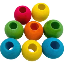 2130 Medium Rainbow Chew Beads - Classic chewable bird foot toys, Natural wood
