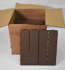 Lot of 9 Brown Floor Tiles Connecting Pieces 11-1/2"x11-1/2" Wood Design Plastic