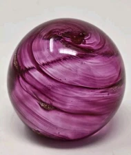 Dynasty Gallery Paperweight  Hot Pink Gold Flakes Aventurine Studio Art Glass