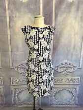 Ralph Lauren Navy/White Applique Floral Sheath Dress SZ 8 Boatneck Stunning!
