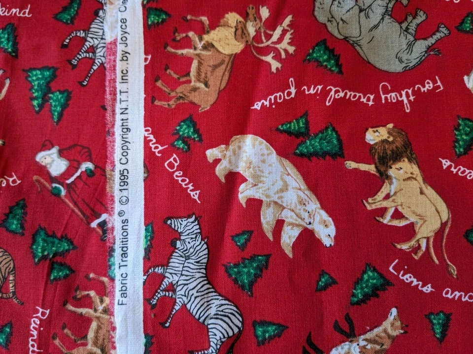 Fabic Traditions Vtg. 1995 Fabric Joyce Cleveland # 5417 "Two of Each Kind" Red - Image 2 of 4