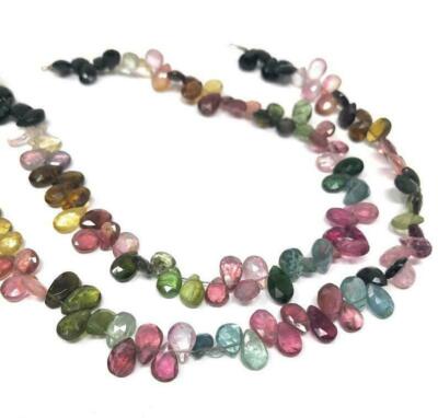 Natural Multi Tourmaline Faceted Pear 6x5MM - 8x6MM Beads Gemstone Beads 8.5''