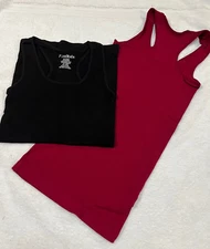 Stretch Ribbed Seamless Racerback Tank Top OS-Regular Black, Burgundy