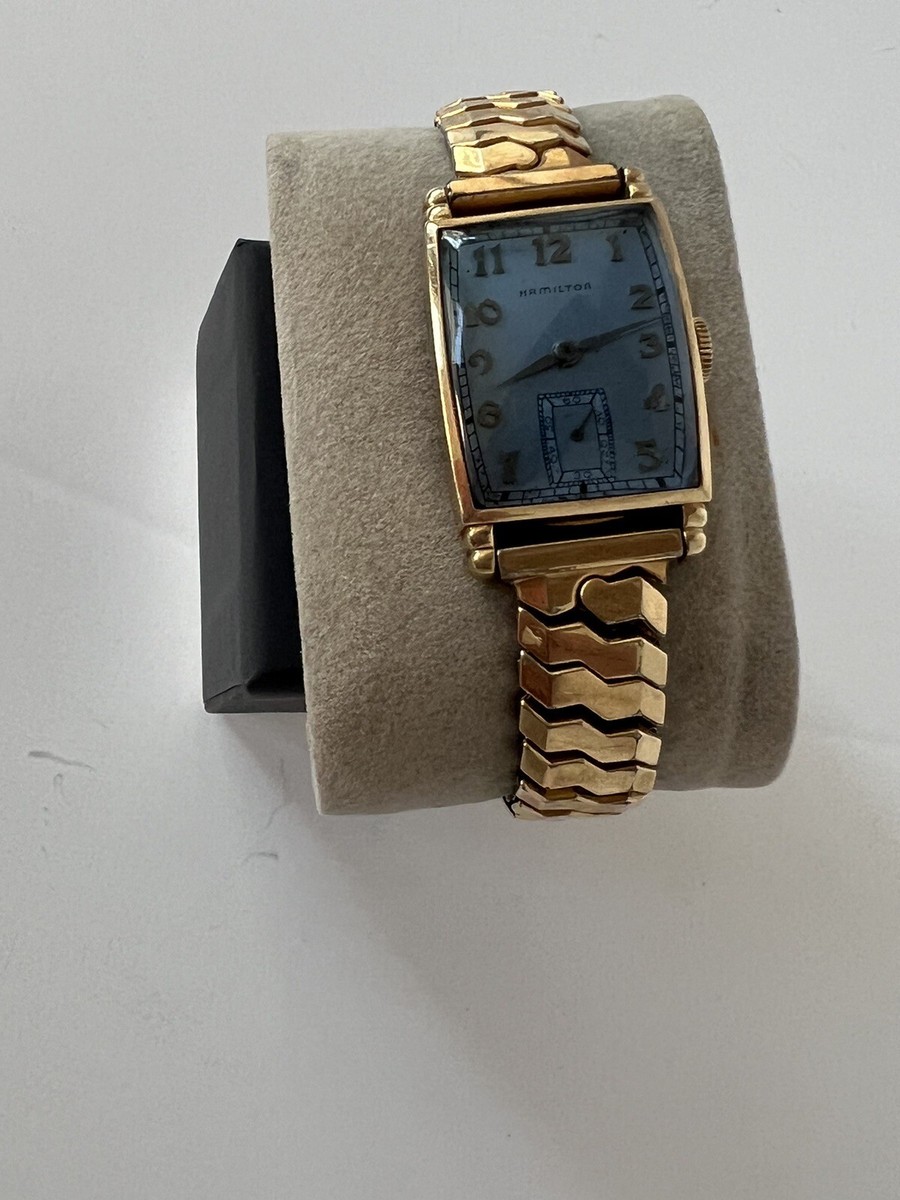 『HAMI 10K WATCH』 Vintage Mechanical 10K G.F Hamilton Watch With Blue Glass(Wach102