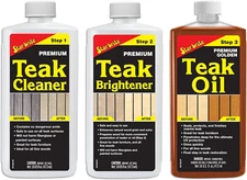 Teak Care 3 Step Kit - Teak Cleaner + Teak Brightener + Teak Oil - 16 OZ (081216