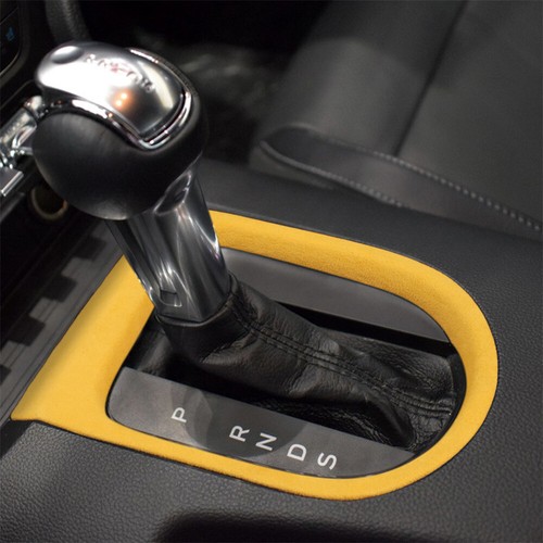 Suede Yellow Center Console Gear Shift Box Panel Trim For Ford Mustang 2015-2023 - Picture 4 of 10