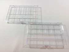 PLASTIC BEAD BOXES SET OF TWO 10.25 X 6.75 X 1 WITH COMPARTMENTS  SNAP CLOSURE