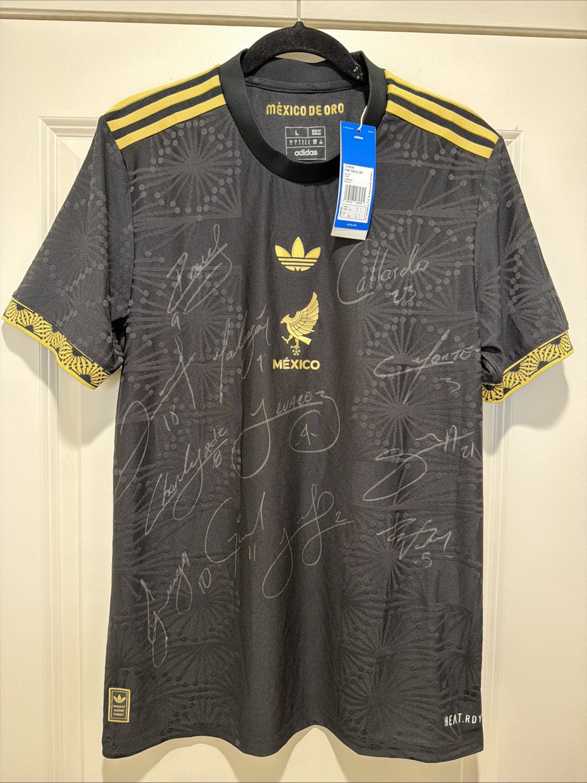 SIGNED Adidas Mexico De Oro Mens LARGE Authentic Jersey