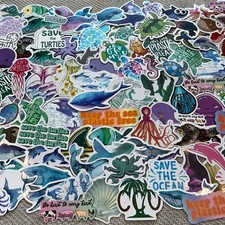 Huge Lot Ocean Stickers 150 pcs Sea Animal Turtle Fish Dolphin Blue Gift
