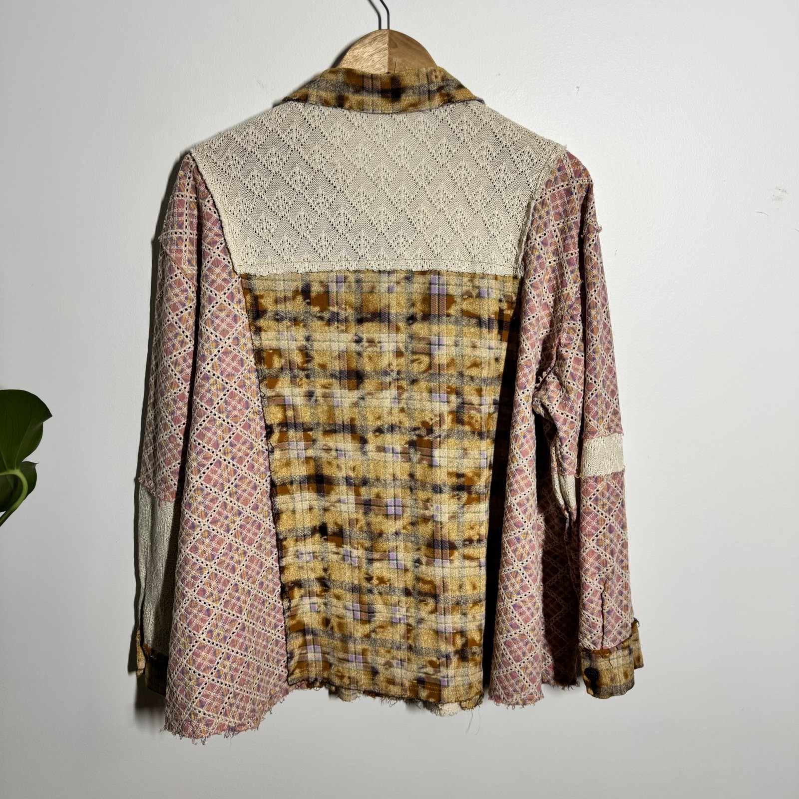 POL Patchwork Oversized Boho Studded Button Up To… - image 2