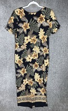 Vintage KC Spencer NY Dress Womens Sz 8 Floral Midi Button Back Large Side Slit