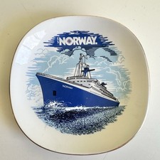 Vintage SS Norway Cruise Ship Trinket Dish 1982 Royal Falcon Ironstone England