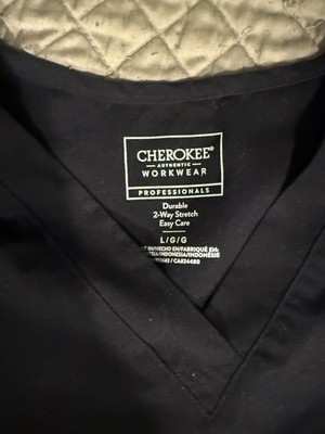 Cherokee Workwear Professionals Scrub Top Black Solid Unisex Medical Size L
