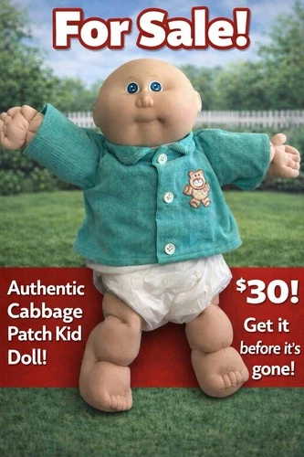 Vintage Cabbage Patch Kid HTF Bald Boy Blue Eyes Head Mold Factory 1985