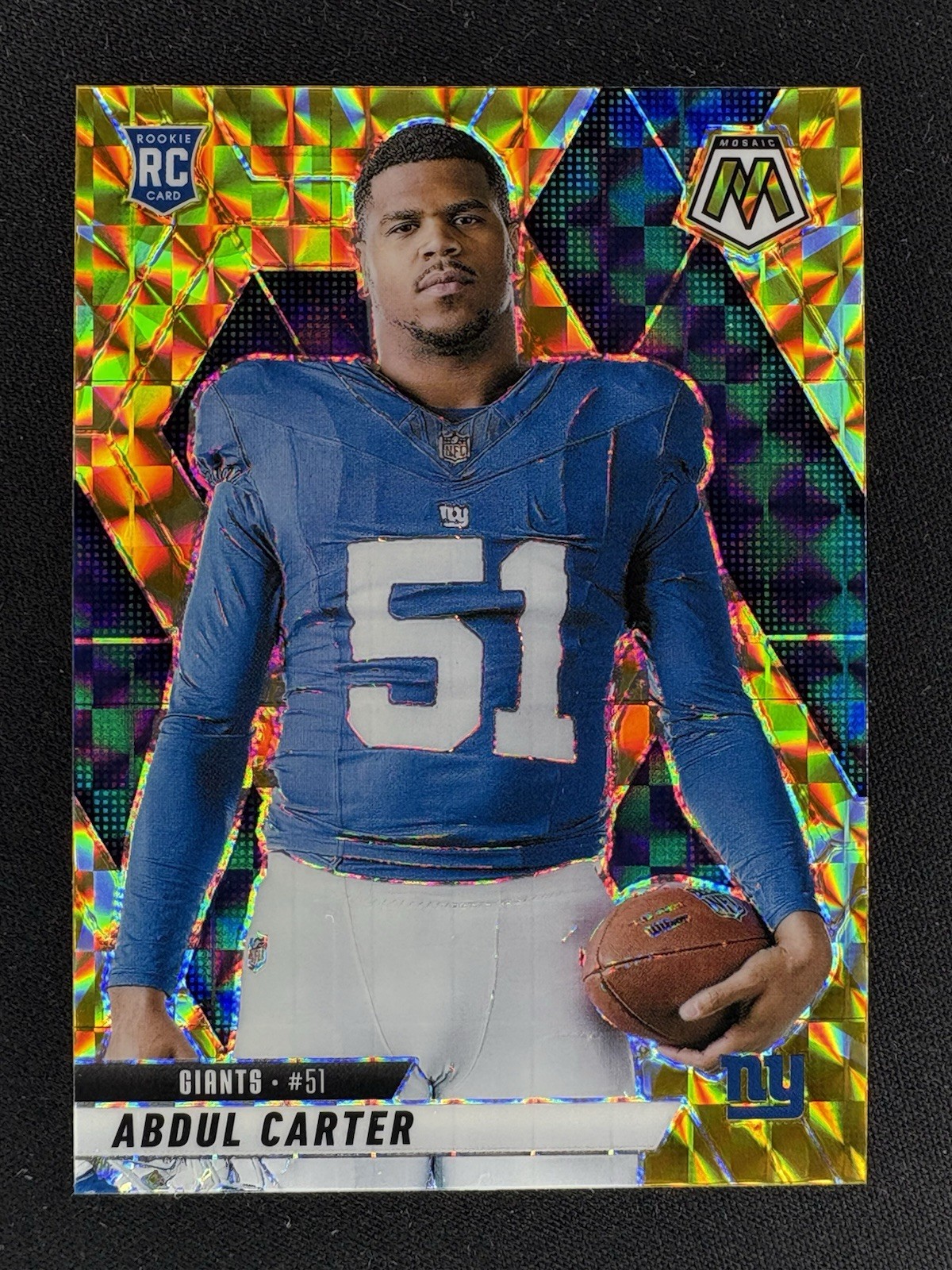 2025 Mosaic ABDUL CARTER Rookie Card Reactive Yellow Prizm Variation #282 Giants