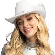 Boland - Silver Hearts Cowboy Hat White - Adult
