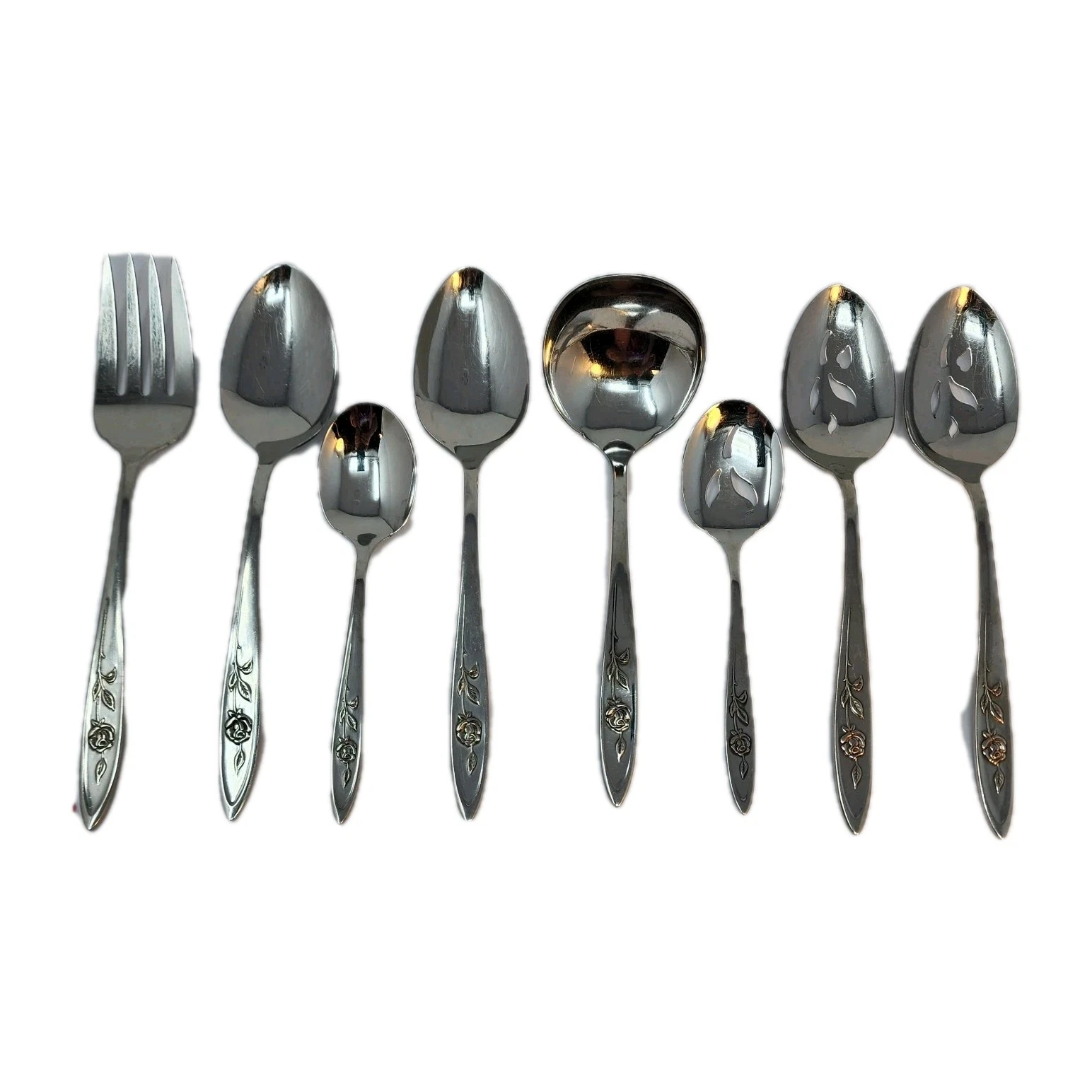 Oneida Community MY ROSE Stainless Flatware Vintage piece Serving Spoon Set Of 8