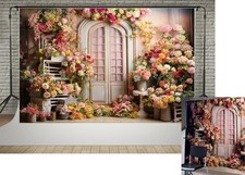 7x5ft Spring Garden Colorful Flower Photography Backdrop Pink Red Rose Wedding