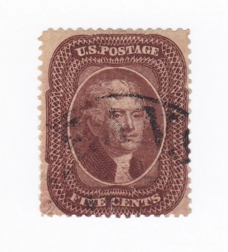 30 Thomas Jefferson 1861 5 Cent Orange Brown Type II Perf. 15.5 used stamp