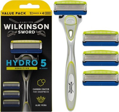 Wilkinson Sword Rasierer Hydro 5 Sensitive Männer Rasiergriff 4 Klingen Bart