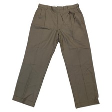 Lands End Mens 35 Brown 100 Wool Pleated Cuffed Dress Pants Traditional Fit