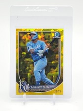 SALVADOR PEREZ 2025 BOWMAN CHROME SAPPHIRE YELLOW REFRACTOR /75 #23 ROYALS Q4562