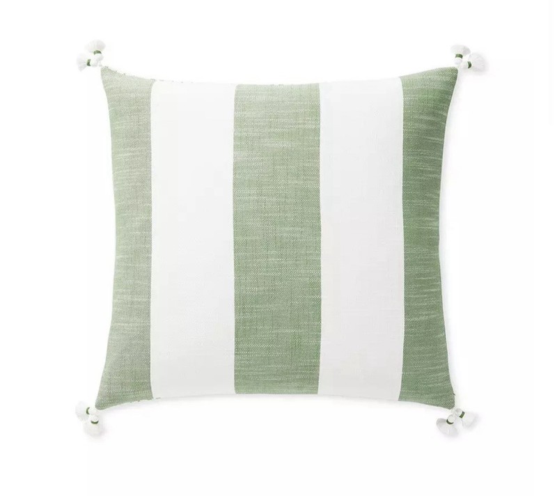 NEW Serena & Lily Bay Stripe Outdoor Pillow Cover + Insert - Grass