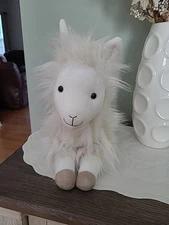 Pottery Barn Kids Plush Llama Furry Stuffed Animal Alpaca Shaggy 17" Long 13" H