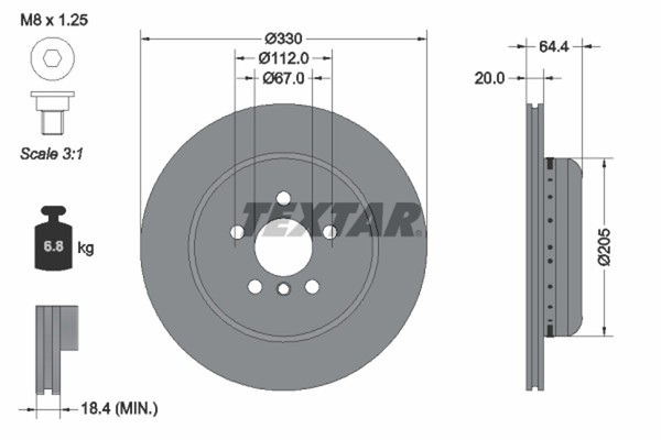 1X Textar Bremsscheibe Pro+ 92305025 FüR Bmw 5Er G30 F90 Touring G31 X3 G01 F97-image