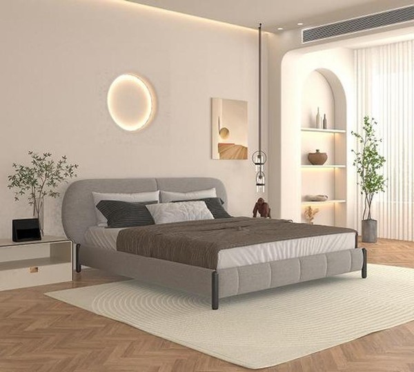 Modernes Graues Bett Designer Kopfteil Stilvolle Schlafzimmer MöBel-image