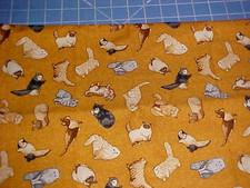 Fabric Cotton Quilting Cats Different Breeds Teresa Kogut SSI 2 Yards X 44