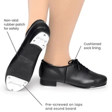 Theatricals Foot Wear Black Tap Shoes #T9500 Dance Shoes Size 6 NEW with taps