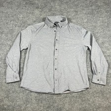 Kenneth Cole New York Dress Shirt Mens Large Heathered Gray Cotton Button Down