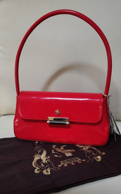 Pratesi Firenze R 290 Red Patent Leather Satchel Bag Purse Italy Dust Bag NWT
